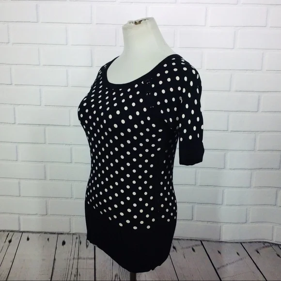 WHBM B&W Polka Dot Half Sleeve Sweater - S - Picture 3 of 12